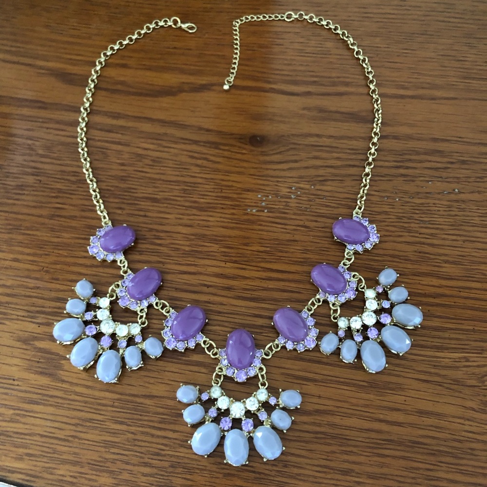 Shades of Purple bubble statement necklace with gold chain & rhinestones